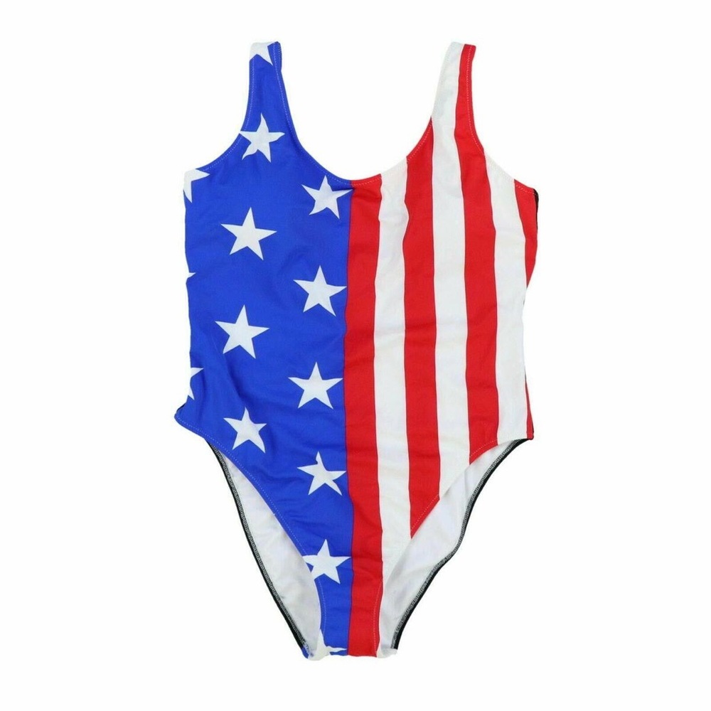 NWT Victoria’s Secret PINK American Flag One Piece Bathing Suit / Swimsuit